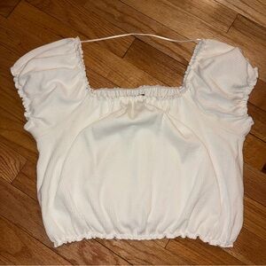 Women's White Puff Sleeve Top